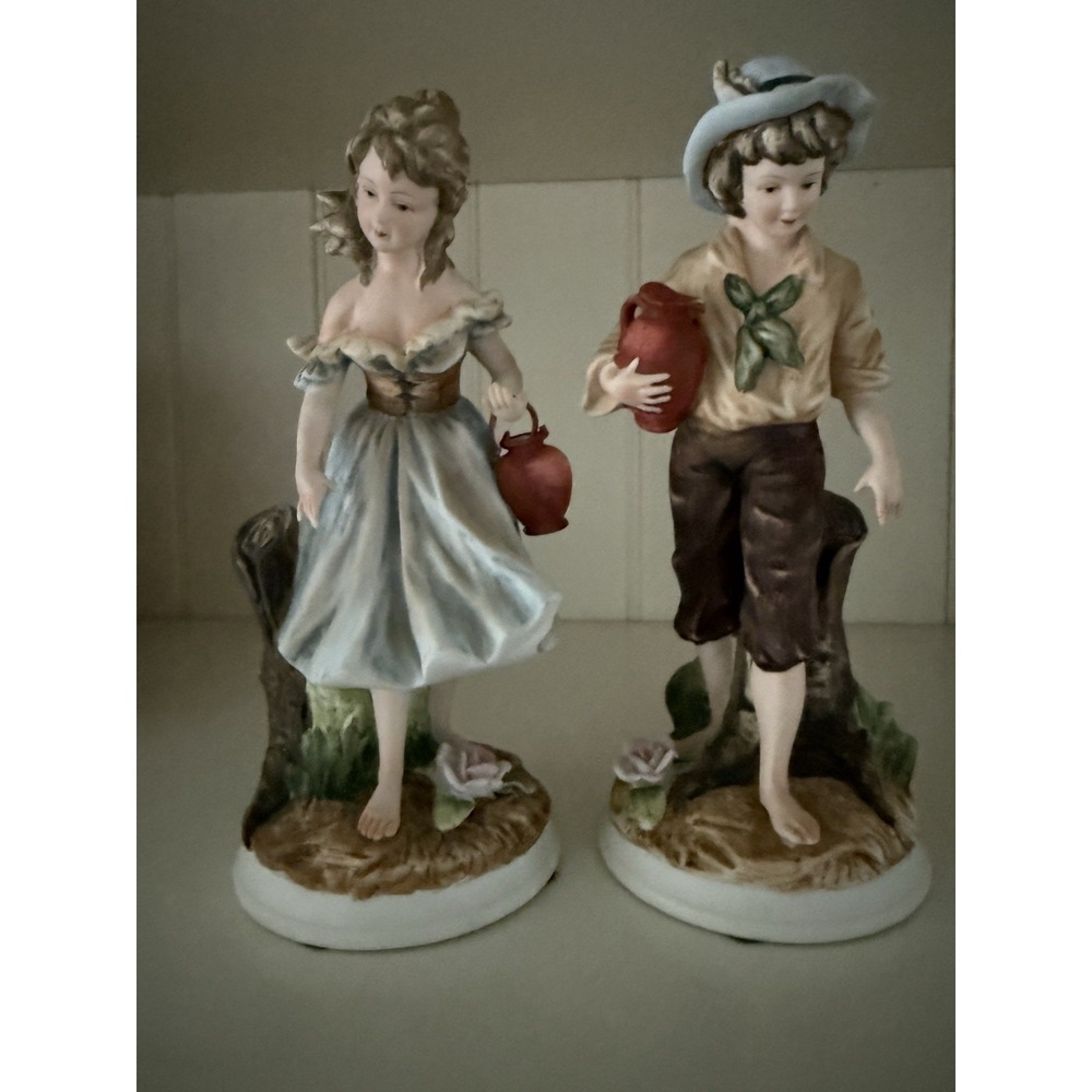 Vintage Andrea by Sadek Girl and Boy Figurines Porcelain 7979 from Japan